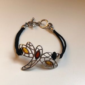 NWOT 925 silver and real amber bracelet